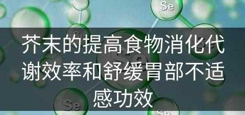 芥末的提高食物消化代谢效率和舒缓胃部不适感功效